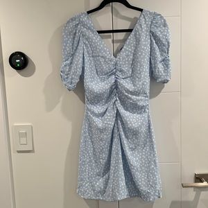 Zara Blue Polka Dot Dress w/Puff Sleeves